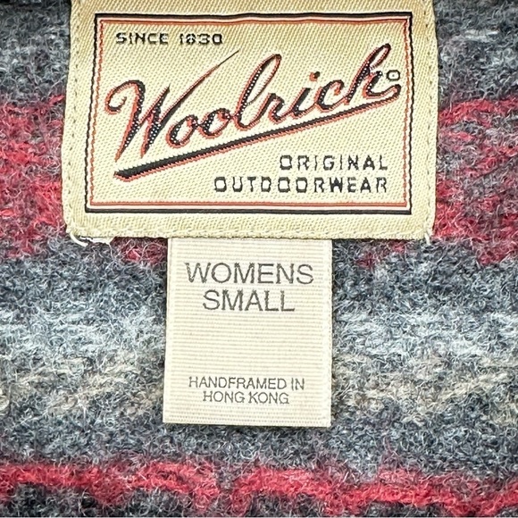 Woolrich Women's Vintage Fair Isle Wool Cardigan in Charcoal Mix Size Small - Picture 3 of 6